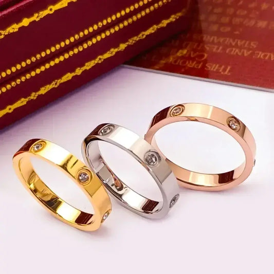 Stainless Steel Rose Gold Color Love Ring