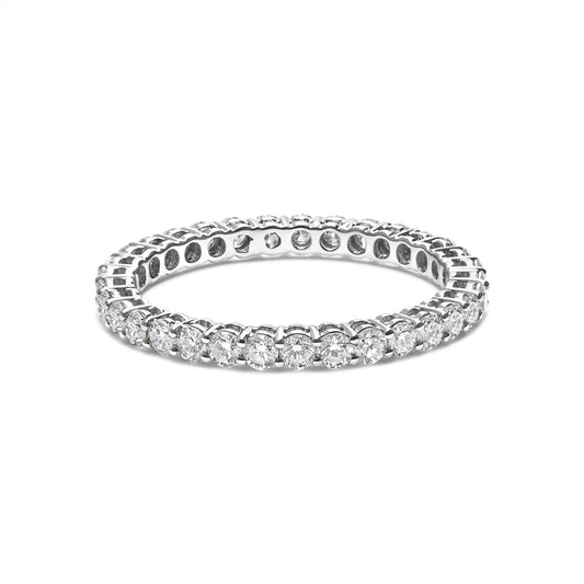 14K White Gold 1.00 Cttw Lab-Grown Diamond Shared Prong Set Eternity Band Ring (F-G Color, VS1-VS2)