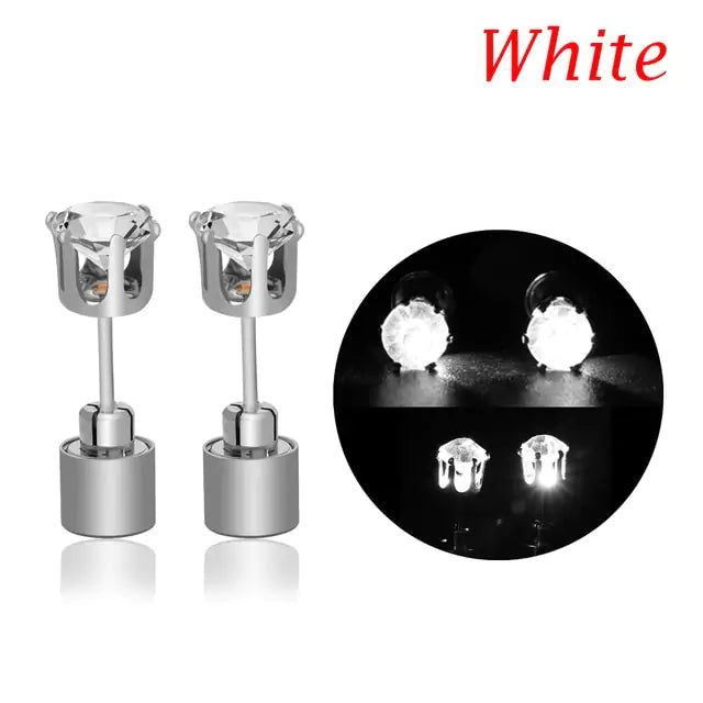 LED Glowing Crystal Earrings stainless steel fun gift