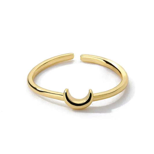 Small Crescent Aesthetic Ring gold plated silver