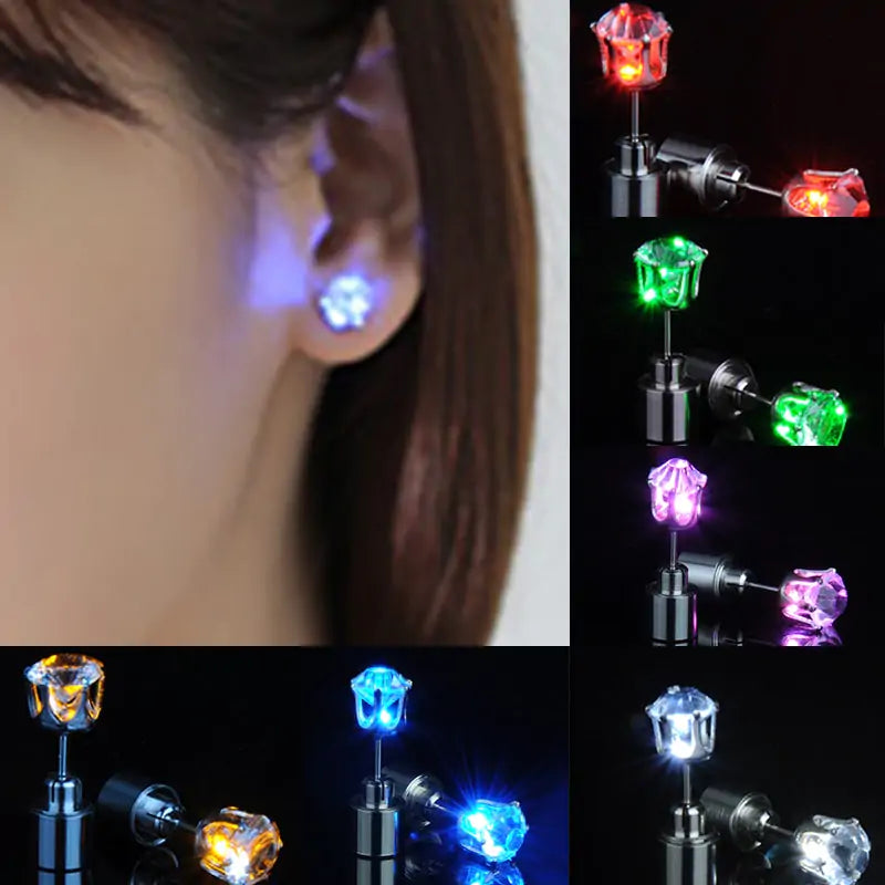 LED Glowing Crystal Earrings stainless steel fun gift