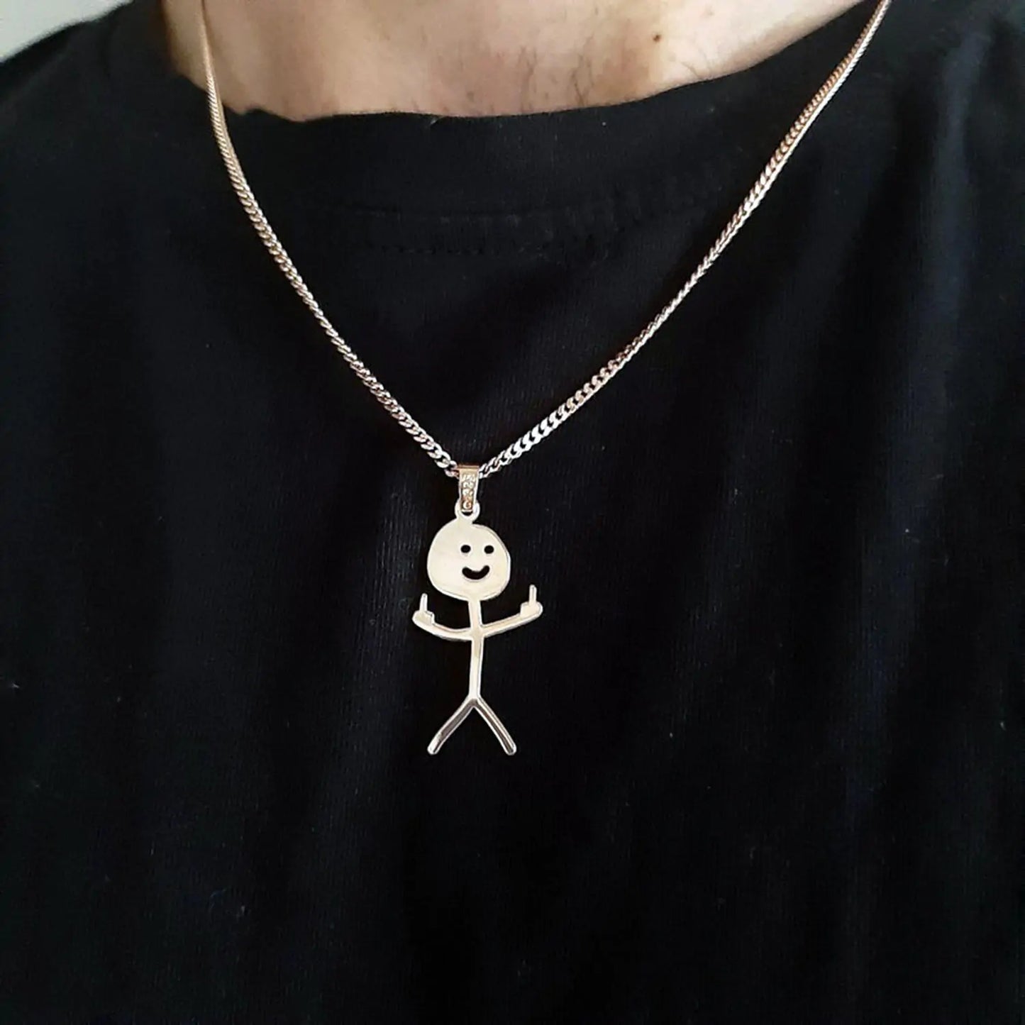 Stickman Pendant Necklace gold plated