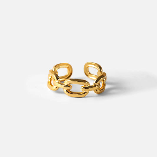 Twisted Link Chain Open Rings gold plated