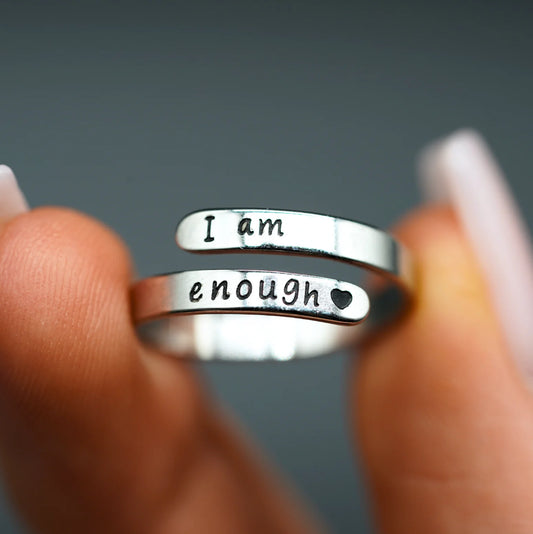 I Am Enough Ring gift silver