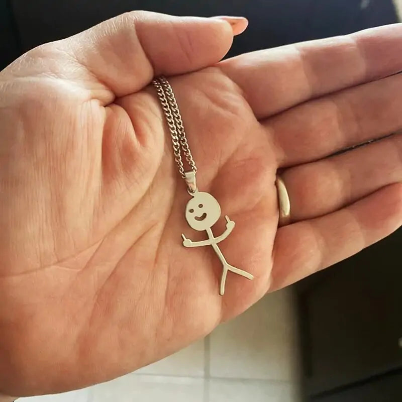 Stickman Pendant Necklace gold plated